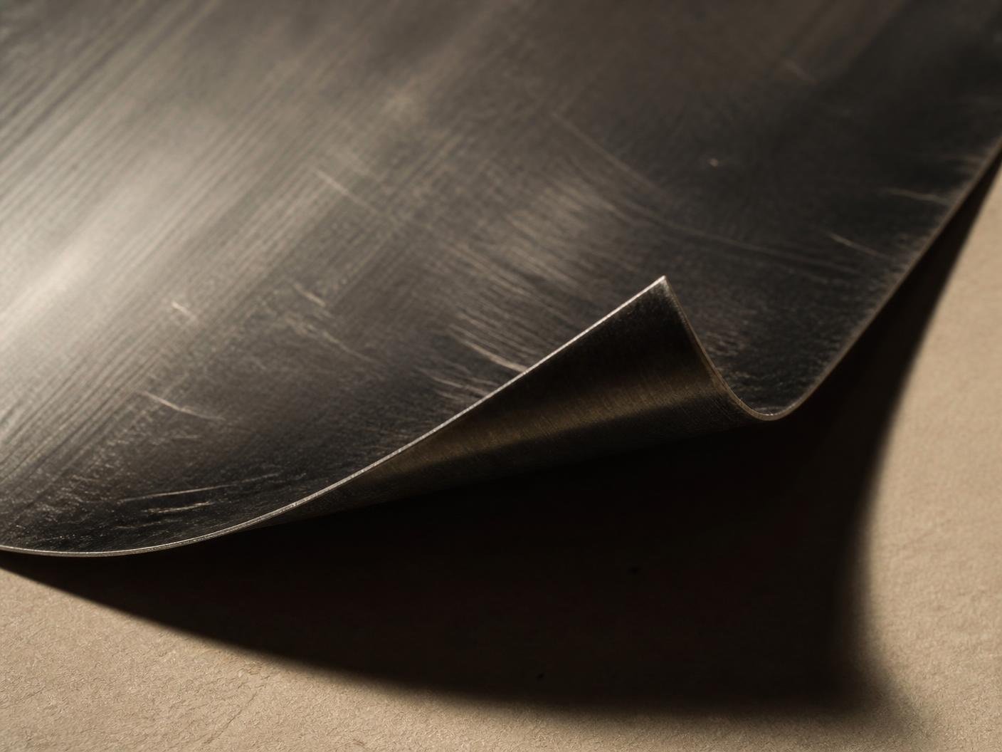 Macro detail of a machined surface catching a single edge of light